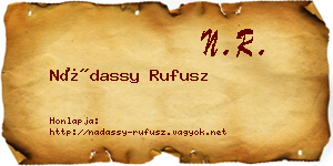 Nádassy Rufusz névjegykártya